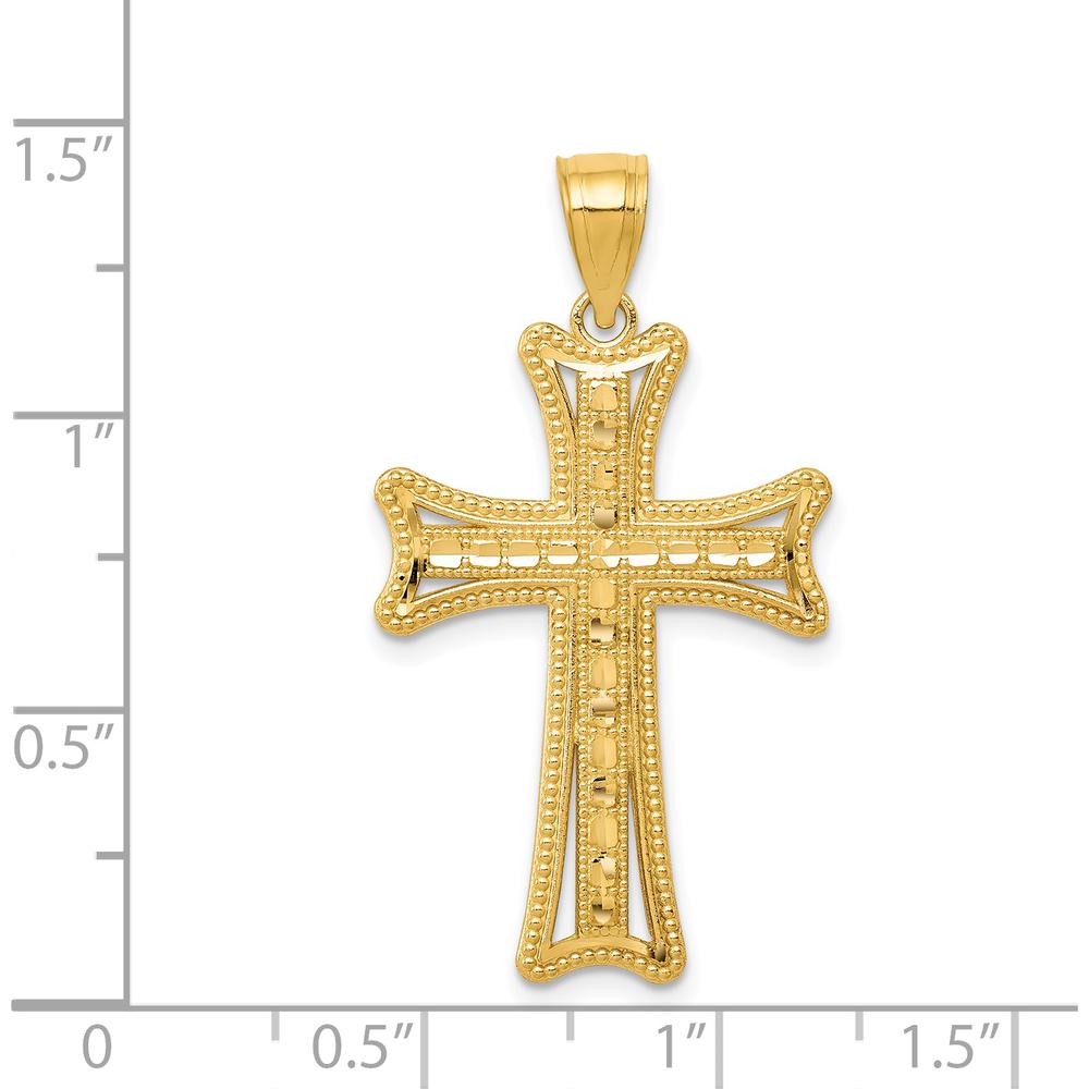 14K Yellow Gold Diamond-Cut Cross Pendant - Timeless Faith Jewelry by Oro Pregiato