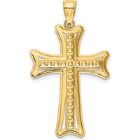 14K Yellow Gold Diamond-Cut Cross Pendant with Open Back Profile - 37.5mm Length by Oro Pregiato