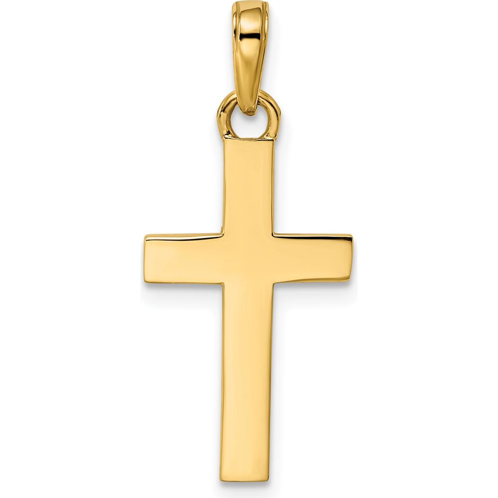 14K Yellow Gold Diamond-Cut Cross Pendant with Rhodium Accents - Elegant Faith Jewelry by Oro Pregiato