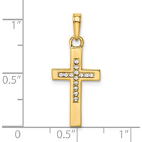 14K Yellow Gold Diamond-Cut Cross Pendant with Rhodium Accents - Elegant Faith Jewelry by Oro Pregiato