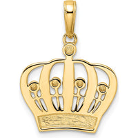 14K Yellow Gold Diamond-Cut Crown Pendant with Rhodium Accents by Oro Pregiato