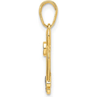 14K Yellow Gold Diamond-Cut Crown Pendant with White Rhodium Accents by Oro Pregiato