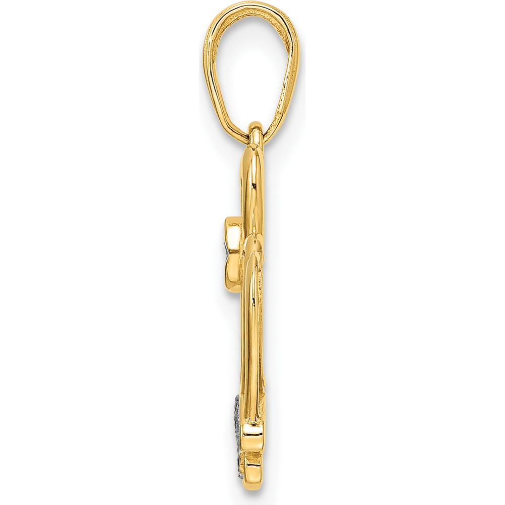 14K Yellow Gold Diamond-Cut Crown Pendant with White Rhodium Accents by Oro Pregiato