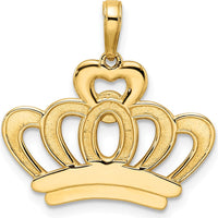 14K Yellow Gold Diamond-Cut Crown Pendant with White Rhodium Accents by Oro Pregiato