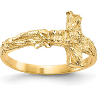 14K Yellow Gold Diamond-Cut Crucifix Ring - 11mm Cross Design by Oro Pregiato
