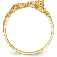 14K Yellow Gold Diamond-Cut Crucifix Ring - 11mm Cross Design by Oro Pregiato