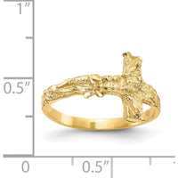 14K Yellow Gold Diamond-Cut Crucifix Ring - 11mm Cross Design by Oro Pregiato