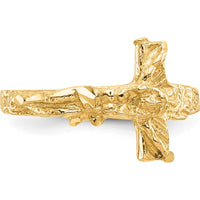 14K Yellow Gold Diamond-Cut Crucifix Ring - 11mm Cross Design by Oro Pregiato
