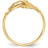 14K Yellow Gold Diamond Cut Crucifix Ring - Faith-Inspired Design, Adjustable Size by Oro Pregiato