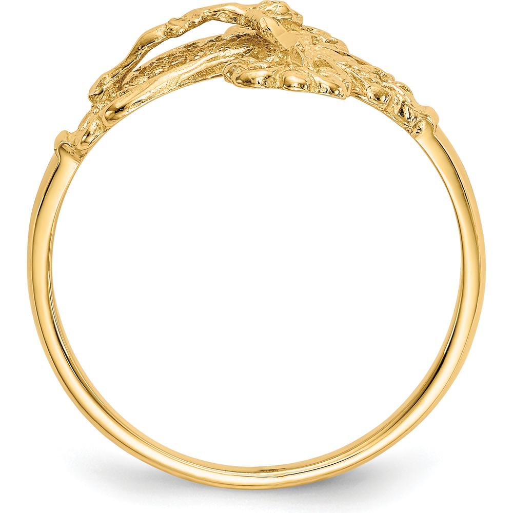 14K Yellow Gold Diamond Cut Crucifix Ring - Faith-Inspired Design, Adjustable Size by Oro Pregiato