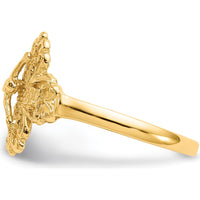 14K Yellow Gold Diamond Cut Crucifix Ring - Faith-Inspired Design, Adjustable Size by Oro Pregiato