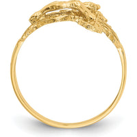14K Yellow Gold Diamond-Cut Crucifix Ring with Faithful Symbolism and Elegant Design by Oro Pregiato