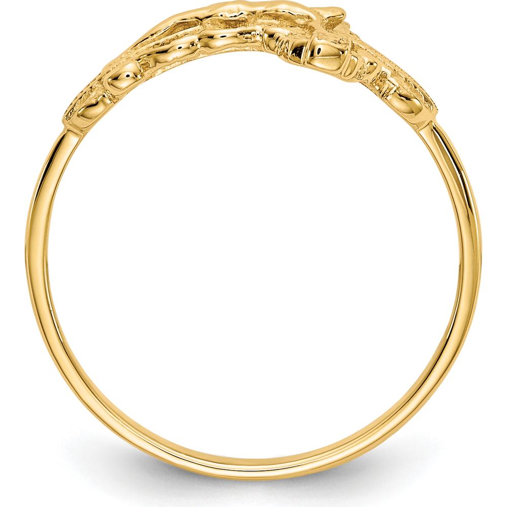 14K Yellow Gold Diamond-Cut Crucifix Ring with Milgrain Detail - Faith-Inspired Religious Symbol by Oro Pregiato