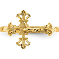 14K Yellow Gold Diamond Cut Crucifix Ring with Textured Religious Design by Oro Pregiato