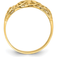 14K Yellow Gold Diamond-Cut Cut-Out Vine and Leaf Design Dome Ring by Oro Pregiato