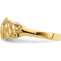 14K Yellow Gold Diamond-Cut Cut-Out Vine and Leaf Design Dome Ring by Oro Pregiato
