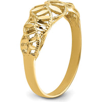14K Yellow Gold Diamond-Cut Cut-Out Vine and Leaf Design Dome Ring by Oro Pregiato