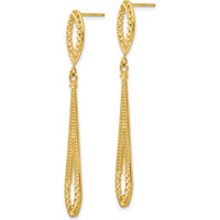 14K Yellow Gold Diamond-Cut Dangle Post Earrings - Elegant Design by Oro Pregiato
