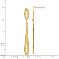 14K Yellow Gold Diamond-Cut Dangle Post Earrings - Elegant Design by Oro Pregiato