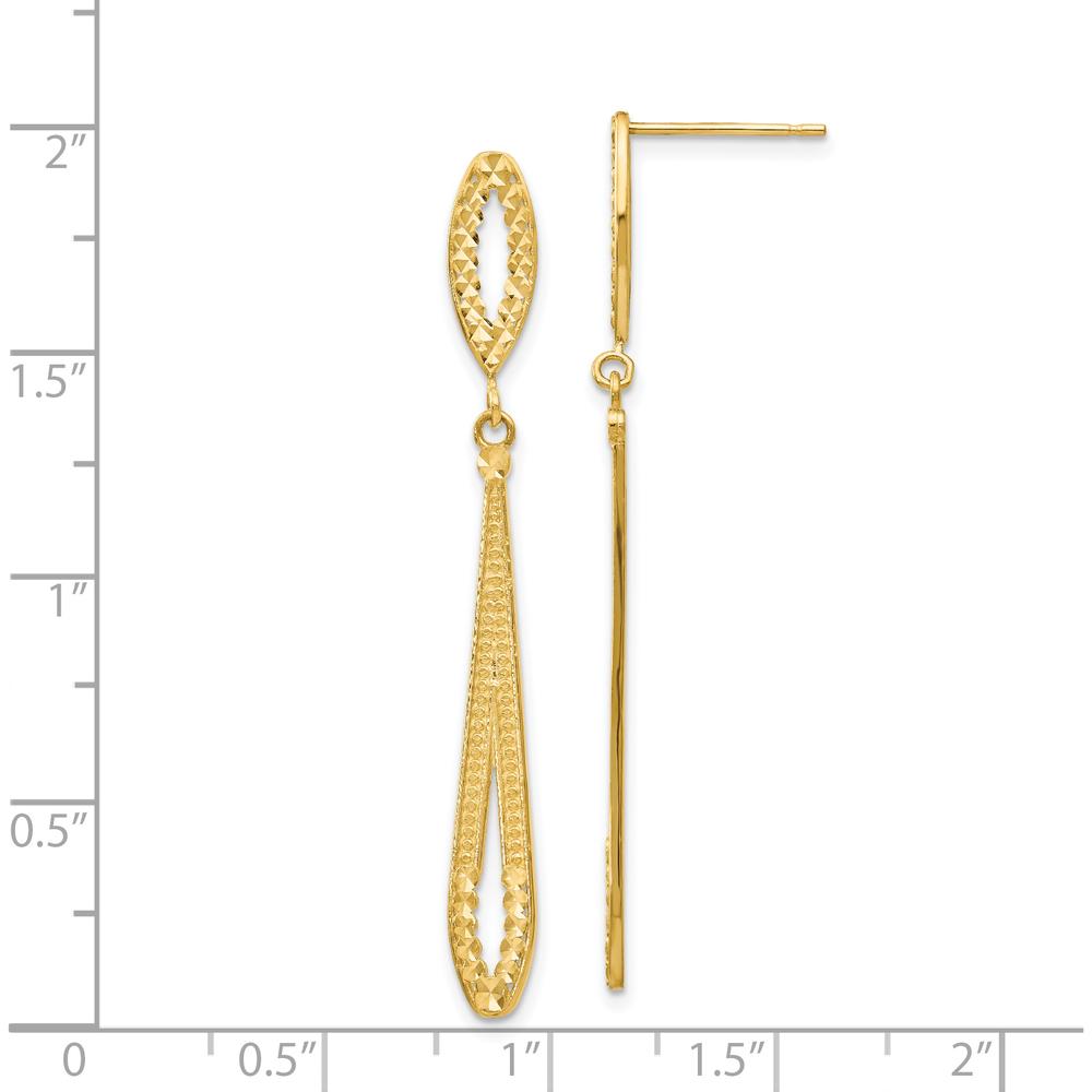 14K Yellow Gold Diamond-Cut Dangle Post Earrings - Elegant Design by Oro Pregiato