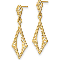 14K Yellow Gold Diamond-Cut Diamond Shape Dangle Earrings by 0