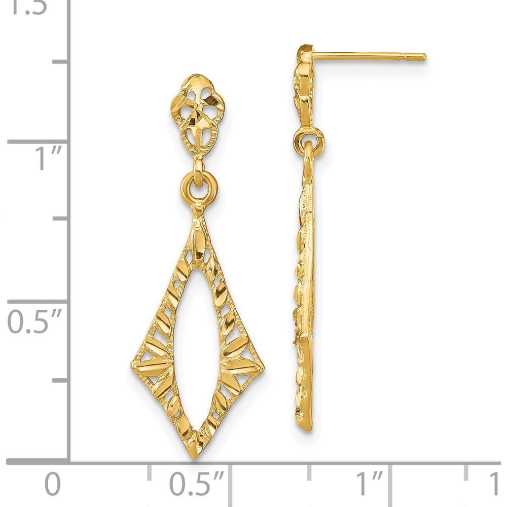 14K Yellow Gold Diamond-Cut Diamond Shape Dangle Earrings by 0