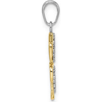 14K Yellow Gold Diamond-Cut Dog and Puppy Pendant with Rhodium Accents - Whimsical Pet Lover Jewelry by Oro Pregiato