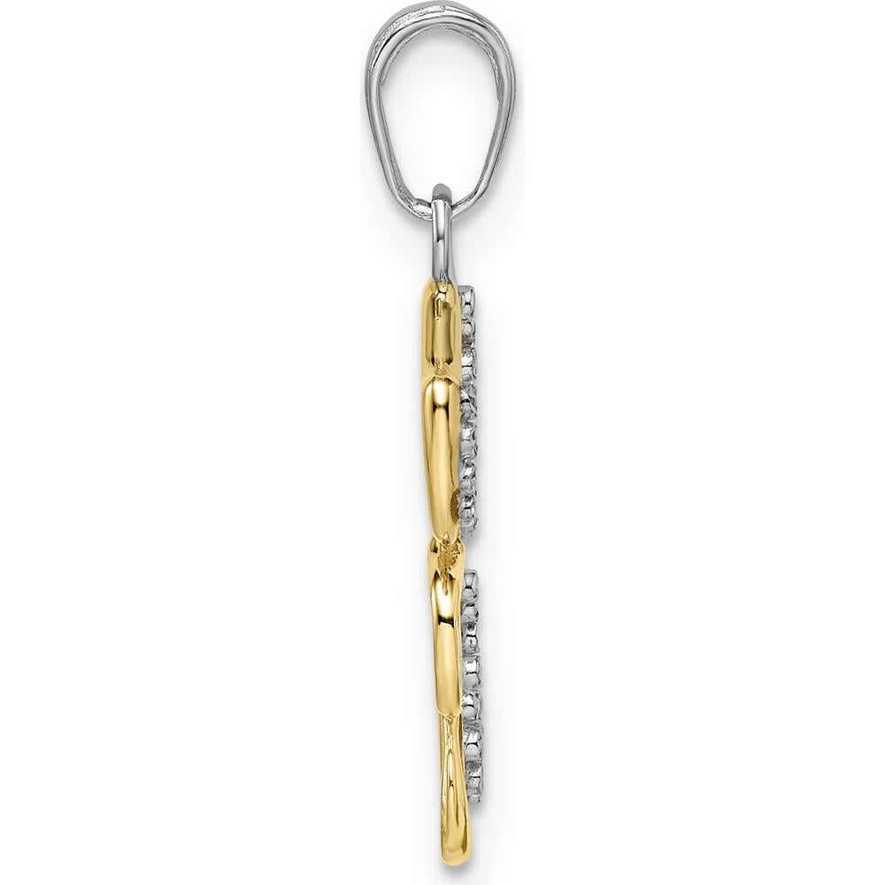 14K Yellow Gold Diamond-Cut Dog and Puppy Pendant with Rhodium Accents - Whimsical Pet Lover Jewelry by Oro Pregiato