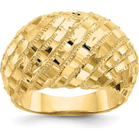 14K Yellow Gold Diamond-Cut Domed Fashion Ring with Polished Finish and Tapered Band by 0
