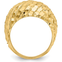 14K Yellow Gold Diamond-Cut Domed Fashion Ring with Polished Finish and Tapered Band by 0