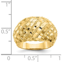14K Yellow Gold Diamond-Cut Domed Fashion Ring with Polished Finish and Tapered Band by 0