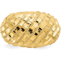 14K Yellow Gold Diamond-Cut Domed Fashion Ring with Polished Finish and Tapered Band by 0