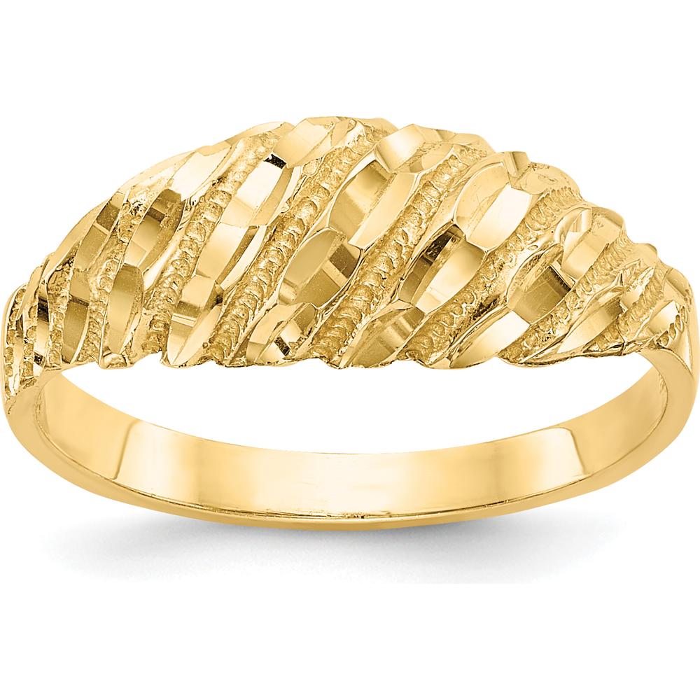 14K Yellow Gold Diamond Cut Domed Fashion Ring with Tapered Band by Oro Pregiato