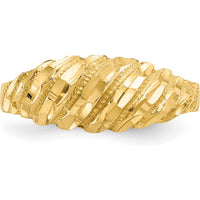 14K Yellow Gold Diamond Cut Domed Fashion Ring with Tapered Band by Oro Pregiato