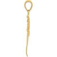 14K Yellow Gold Diamond-Cut Dragonfly Pendant - 37mm Length, 38.5mm Width by Oro Pregiato