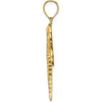 14K Yellow Gold Diamond-Cut Dragonfly Pendant with Rhodium Accents by Oro Pregiato