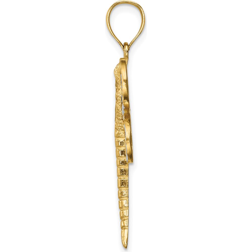 14K Yellow Gold Diamond-Cut Dragonfly Pendant with Rhodium Accents by Oro Pregiato
