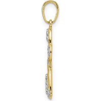 14K Yellow Gold Diamond-Cut Dragonfly Pendant with White Rhodium Accents by Oro Pregiato