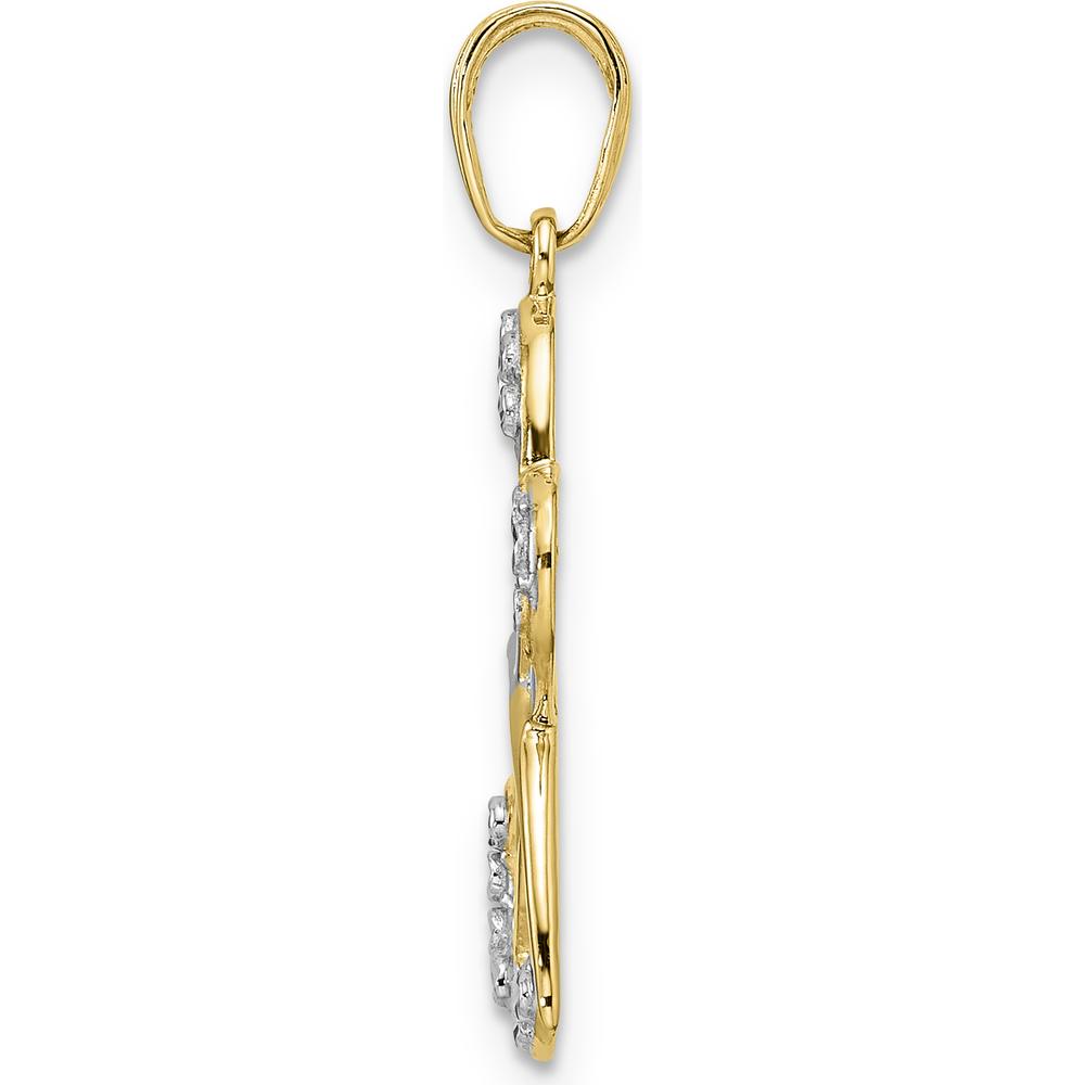 14K Yellow Gold Diamond-Cut Dragonfly Pendant with White Rhodium Accents by Oro Pregiato