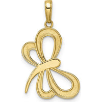 14K Yellow Gold Diamond-Cut Dragonfly Pendant with White Rhodium Accents by Oro Pregiato