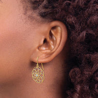 14K Yellow Gold Diamond-Cut Drop Earrings with Rhodium Accents by 0