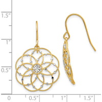 14K Yellow Gold Diamond-Cut Drop Earrings with Rhodium Accents by 0