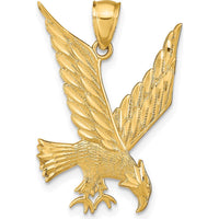 14K Yellow Gold Diamond-Cut Eagle Pendant - Polished Finish by Oro Pregiato