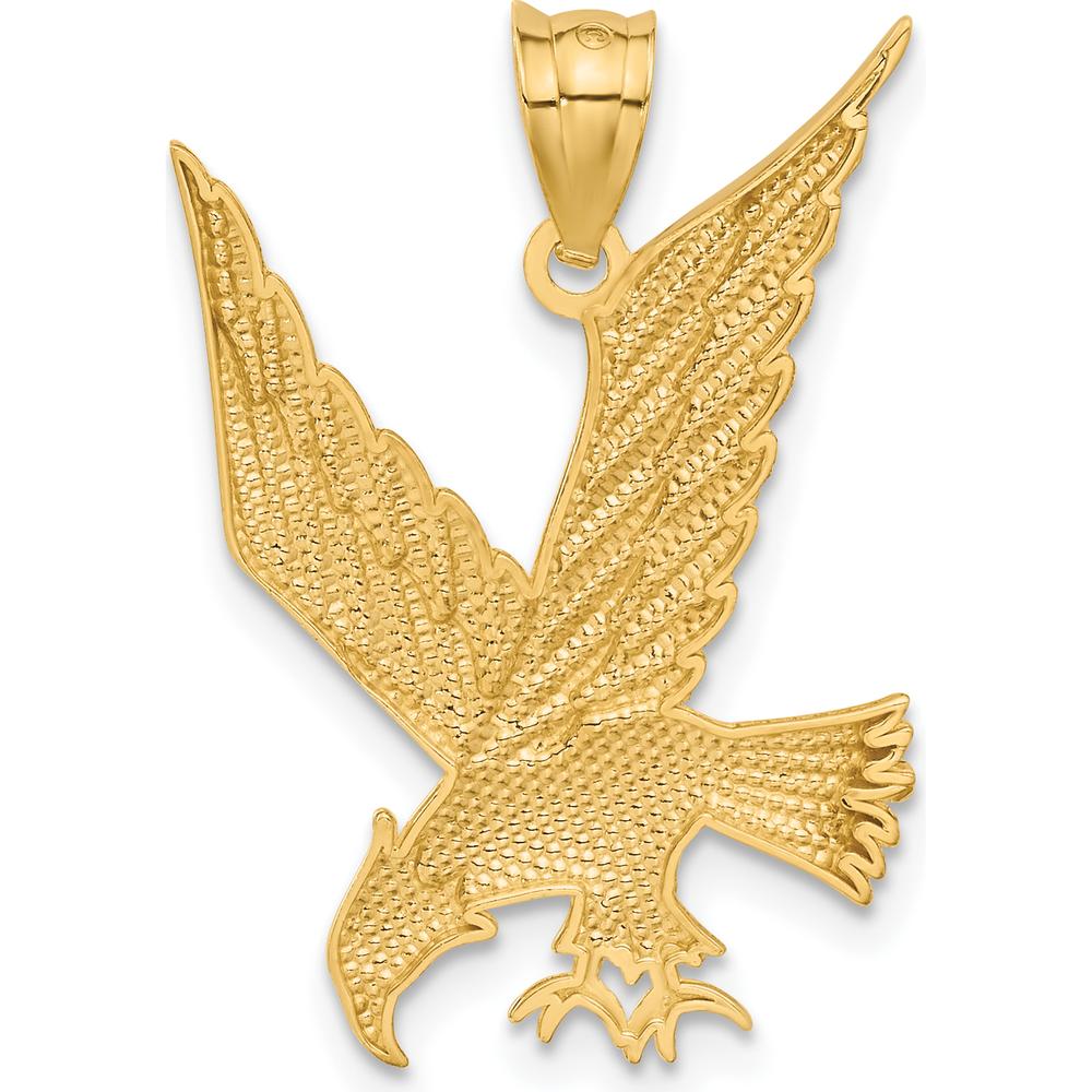 14K Yellow Gold Diamond-Cut Eagle Pendant - Polished Finish by Oro Pregiato