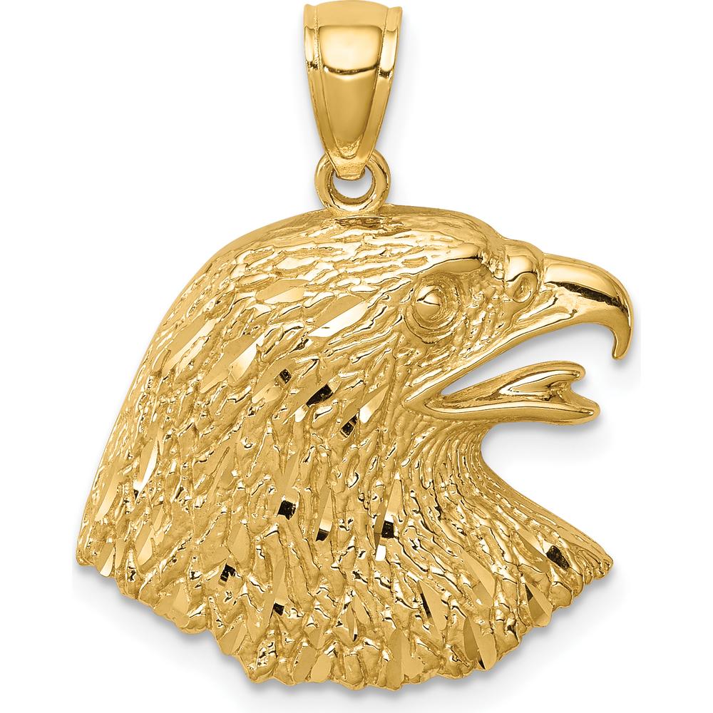 14K Yellow Gold Diamond-Cut Eagle Pendant - Textured Finish, Solid Gold by Oro Pregiato