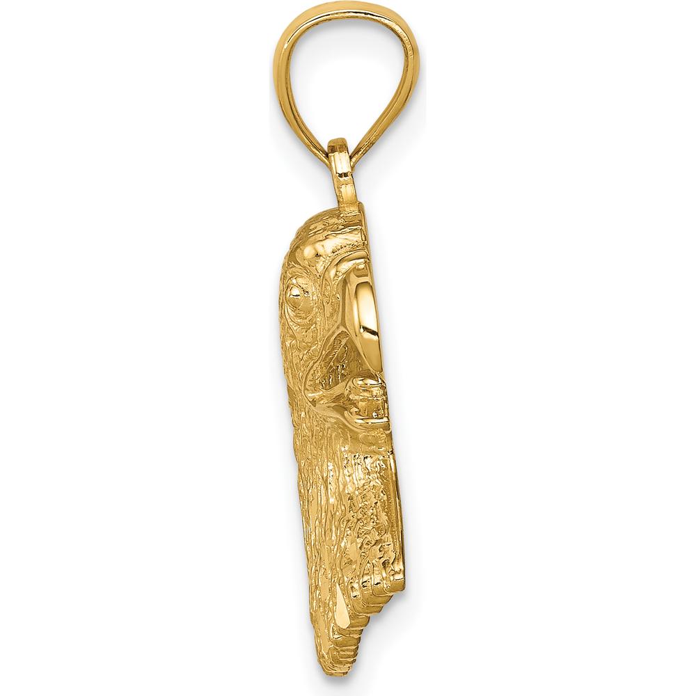 14K Yellow Gold Diamond-Cut Eagle Pendant - Textured Finish, Solid Gold by Oro Pregiato