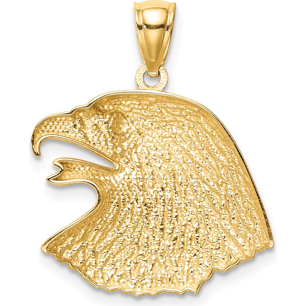 14K Yellow Gold Diamond-Cut Eagle Pendant - Textured Finish, Solid Gold by Oro Pregiato