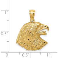 14K Yellow Gold Diamond-Cut Eagle Pendant - Textured Finish, Solid Gold by Oro Pregiato