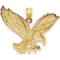 14K Yellow Gold Diamond-Cut Eagle Pendant with Textured Back Design by Oro Pregiato