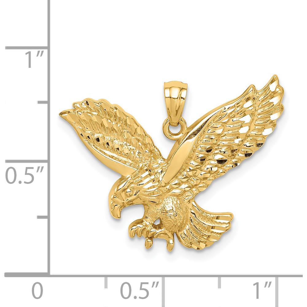 14K Yellow Gold Diamond-Cut Eagle Pendant with Textured Back Design by Oro Pregiato